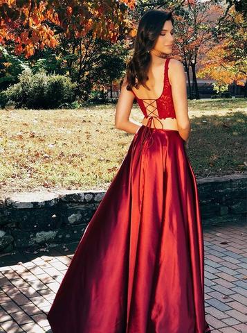 burgundy two piece formal dress Two Piece Sexy Burgundy Mermaid Prom Dresses Formal Pageant Dress APD3251