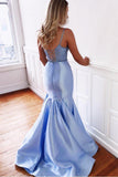 Two Pieces Mermaid Spaghetti Straps Prom Dress, Lace Up Back Evening Dresses