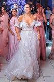 Cheap A-Line Sweetheart Floor Length Floral Satin Long Wedding Dress PFW0013