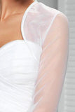 Simple Sheer Organza Long Sleeve Weeding Bolero Shrug, Wedding Jacket PFSW0005