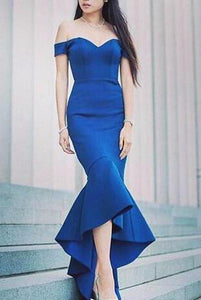 Charming Royal Blue Off Shoulder Mermaid Prom Dress,Sexy Formal Evening Dress