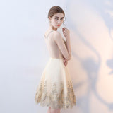 A Line Round Neck Short Lace Appliques Homecoming Dresses PFH0086