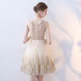 A Line Round Neck Short Lace Appliques Homecoming Dresses PFH0086