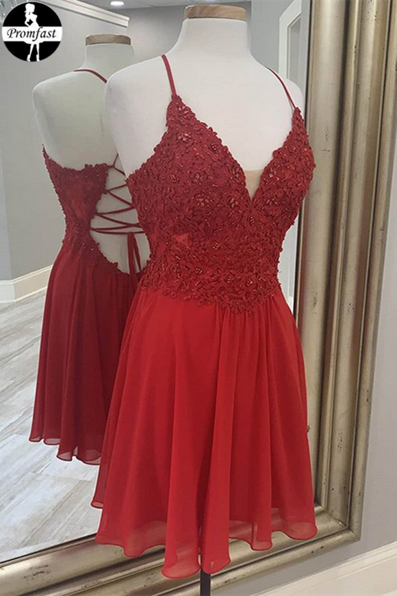 Promfast red new 2021 homecoming dress, party dress, senior school girl dresses PFH0305