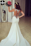 Promfast Lace Stunning Mermaid Sleeveless Wedding Dress Zipper Button PFW0480
