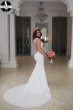 Promfast Lace Stunning Mermaid Sleeveless Wedding Dress Zipper Button PFW0480