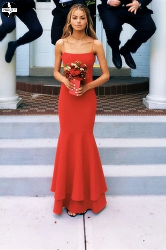 Promfast Red Mermaid A Line Strapless Prom Dress, New 2021 Formal Evening Dresses PFP1943