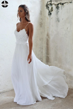 Promfast Boho Lace White Beach Wedding Dresses Sexy Open Backs Wedding Gown PFW0486