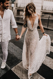 Promfast 2021 Sparkle Beach Wedding Dresses Sexy Open Wedding Gown for Sale PFW0487