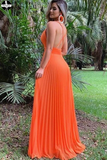Promfast A Line Spaghetti Straps Orange Prom Dress, Chiffon Sexy Deep V Neck Prom Dresses PFP1953