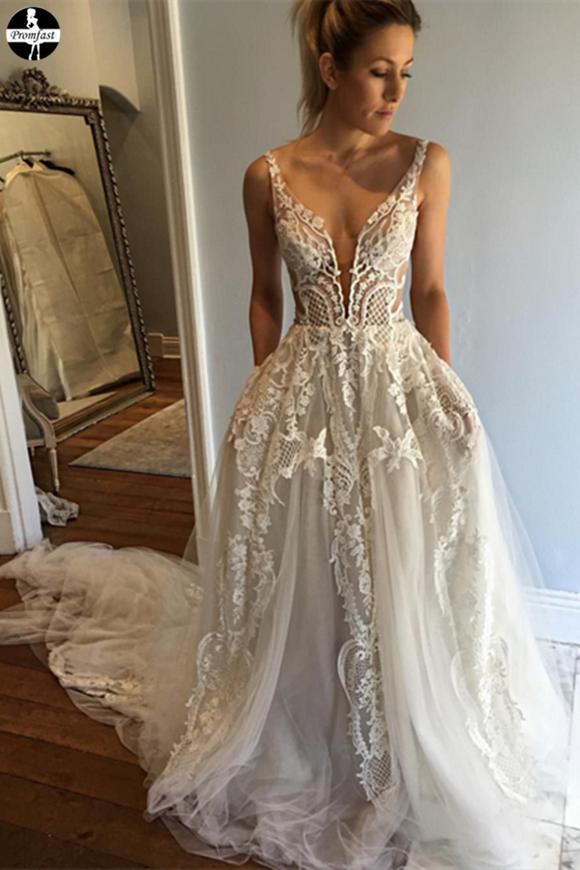 Promfast New Beautiful Wedding Dresses with Elle Details, Wedding Dresses Online PFW0502