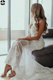 Promfast Sweetheart Sheath/Column Lace Appliques Beach Wedding Dress PFW0530