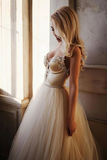 Promfast A Line Straps Floor Length Beading Wedding Dress Long Bridal Gown PFW0557