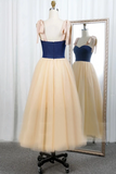 Promfast Simple Sweetheart Spaghetti Straps Prom Dresses Tulle Tea Length Evening Dresses PFP2021