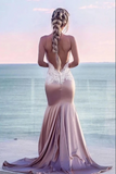 Promfast Sexy Mermaid Open Back Spaghetti Straps Prom Dresses With Train PFP2030