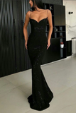 Promfast Sparkle Black Mermaid V neck Spaghetti Strapes Sequins Long Prom Dresses PFP2049
