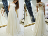 Promfast Simple A Line Long Chiffon Wedding Dresses with Lace PFW0583