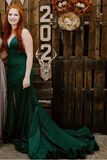 Promfast Mermaid Front Split Green Sequin Shiny Long Prom Dresses PFP2060