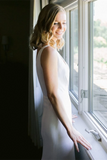 Promfast Elegant Sheath V Neck Off White Wedding Dresses, Simple Beach Wedding Gown PFW0589