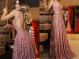 Promfast Glamorous Lace Prom Dresses A line Backless Appliqued Gowns PFP2087