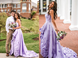 Promfast Graceful Satin Sweetheart Neckline High Low Length A line Prom Dresses With Appliqued PFP2088