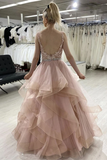 Promfast Pink Sleeveless A Line Tulle Lace Sweet 16 Dress Prom Dress PFP2116