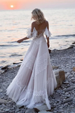 Promfast Gorgeous A line Lace Tassels Long Wedding Dresses PFW0607