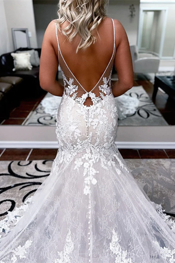 Promfast Romantic A line Spaghetti Straps Lace Wedding Dress Tulle App Promfast Romantic A line Spaghetti Straps Lace Wedding Dress Tulle App