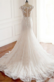 Promfast Chic Trumpet Mermaid Wedding Dresses Long Modest Cheap Wedding Dress With Lace PFW0614