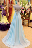 Promfast A Line Prom Dress V Neck Chiffon Crystal Party Gown PFP2160