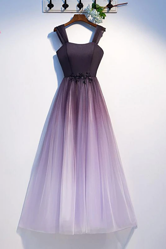 Promfast Unique A Line Ombre Purple Beading Prom Dresses with Lace up, Long Dance Dresses PFP2163
