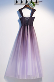 Promfast Unique A Line Ombre Purple Beading Prom Dresses with Lace up, Long Dance Dresses PFP2163
