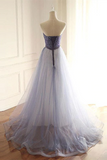 Promfast Shimmering Tulle Strapless Neckline A Line Evening Dresses With Beading PFP2166