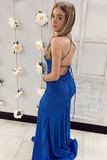 Promfast Royal Blue Mermaid Prom Dress with Split, Cheap Party Dresses Online PFP2179