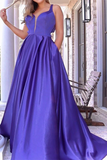 Promfast Cheap Simple A line Straps Prom Dress Long Satin Evening Dress With Bow knot PFP2219