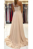 Promfast Chic A line One Shoulder Long Prom Dress Lace Evening Dress With Split PFP2221
