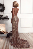 Promfast Mermaid Sequins Long Prom Dress, Backless Evening Dress PFP2230