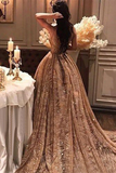 Promfast Chic Sparkly Gold Prom Dress Unique Long Prom Dress Evening Gowns PFP2233
