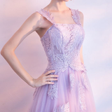 Promfast Chic Lilac Prom Dress A line Applique Modest Long Prom Dress Evening Dress PFP2252