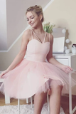 Promfast Cute Sweetheart Tulle Short Prom Dress Pink Homecoming Dress PFH0399