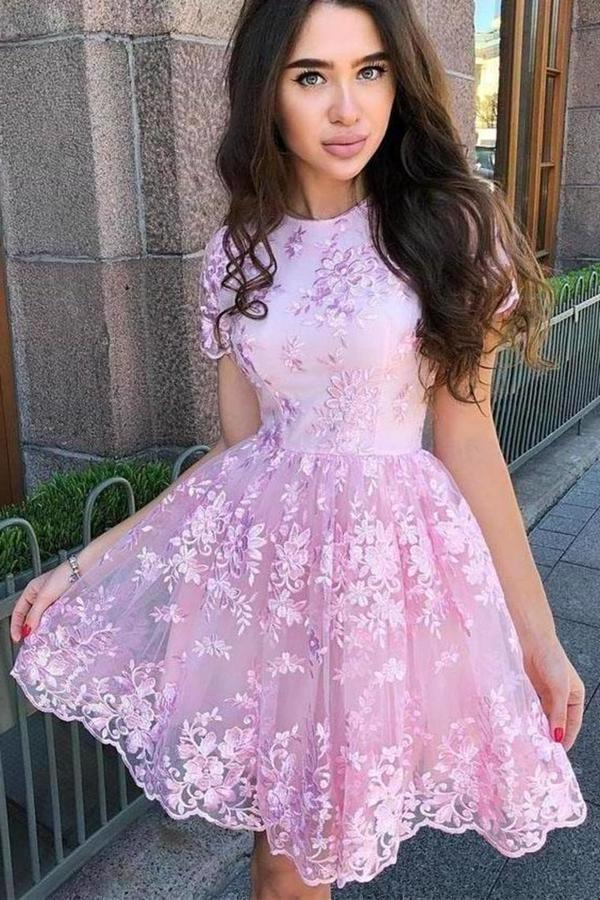 Promfast A Line Short Sleeve Lace Short Prom Dress Short Homecoming Dr Promfast A Line Short Sleeve Lace Short Prom Dress Short Homecoming Dr
