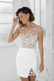 Promfast Perfect White Short Bridal Party Dress Lace Homecoming Dress PFH0414
