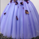 Promfast Short Lavender Homecoming Dresses Flower Applique Knee Length Prom Dress PFH0418