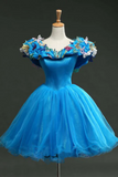 Promfast Chic Scoop Homecoming Dress Simple Blue Quinceanera Cheap Short Prom Dress PFH0430