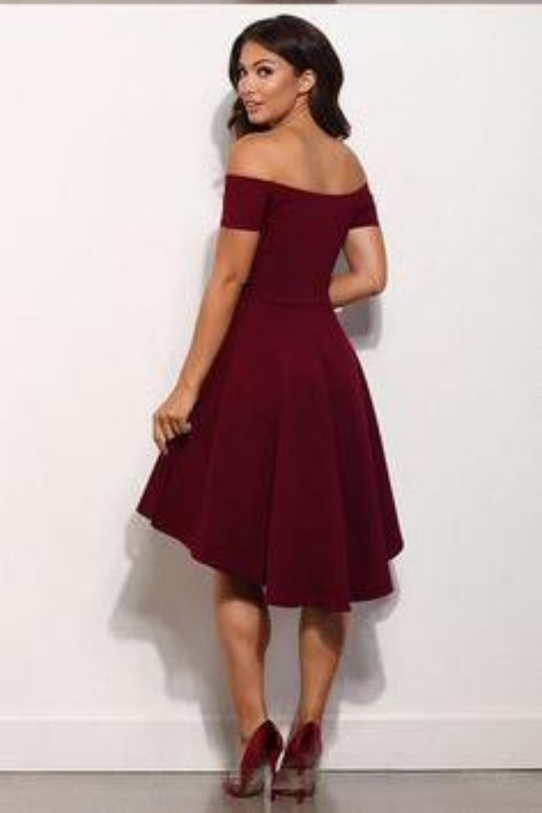 princess polly baby blue dress Promfast A Line Off Shoulder High Low Burgundy Short Prom Dress, Burgu