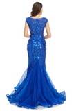 Promfast Blue Scoop Sequins Long Prom Formal Dress PFP2292