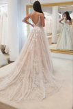 Tulle A Line V Neck Lace Appliques Wedding Dresses, Wedding Gown PFW0640
