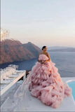 Gorgeous Pink Layers Tulle Ball Gown Wedding Dresses, Bridal Gown PFW0642