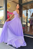 Strapless Lilac Tulle Long Evening Dress A-Line Floor Length Prom Dress PFP2369
